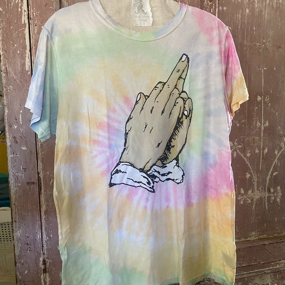 UNIF Praying Hands Tattoo Tie Dye T shirt Top RARE